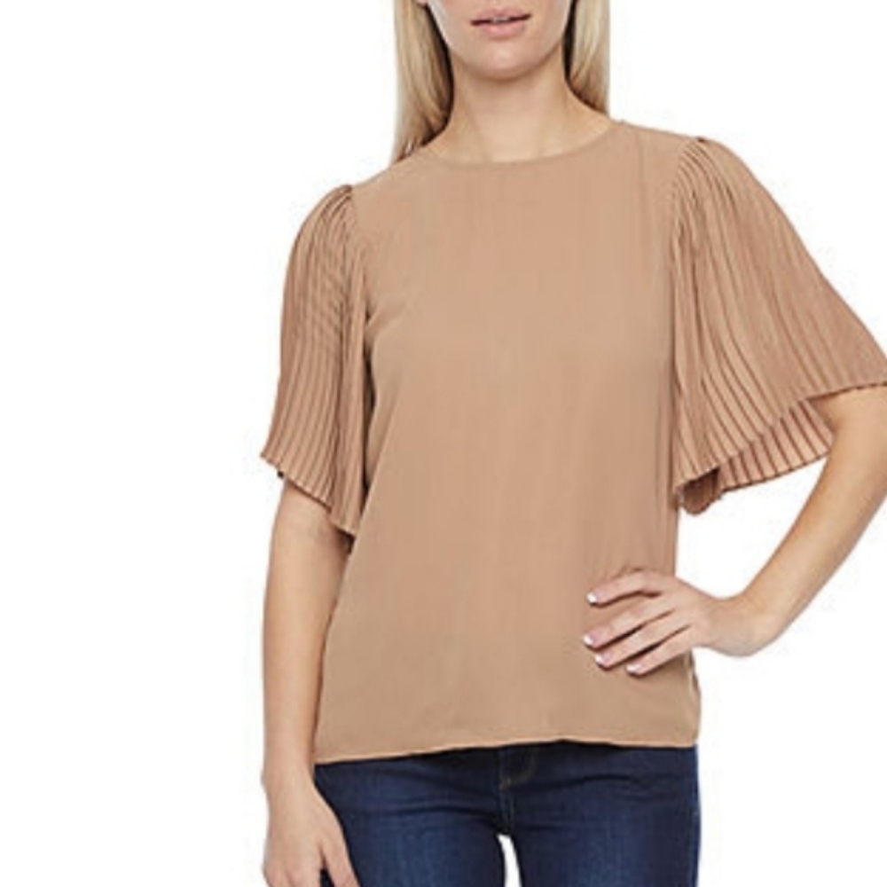 Worthington Womens Crew Neck Short Sleeve Blouse Size OX New $18 - Picture 2 of 16